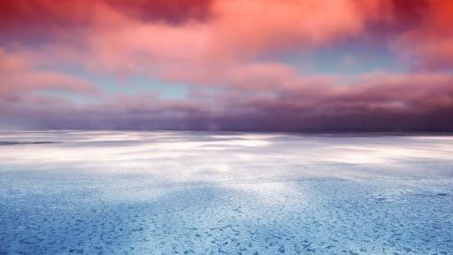 Red Sunset Over Sea Header Subheader